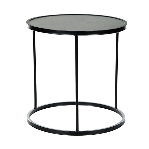 Set 2 mesas de centro cristal y acero negro Darona