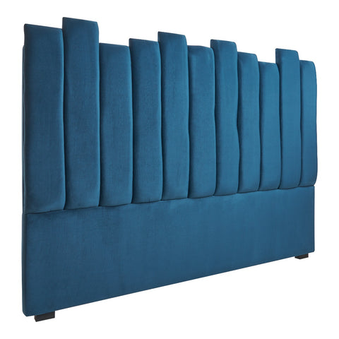 Cabecero de cama tapizado terciopelo azul Pacific
