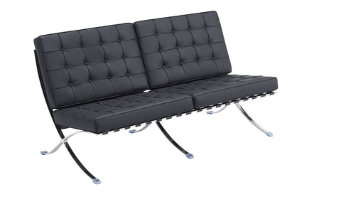 Sillón estilo Barcelona semipiel 2 plazas negro