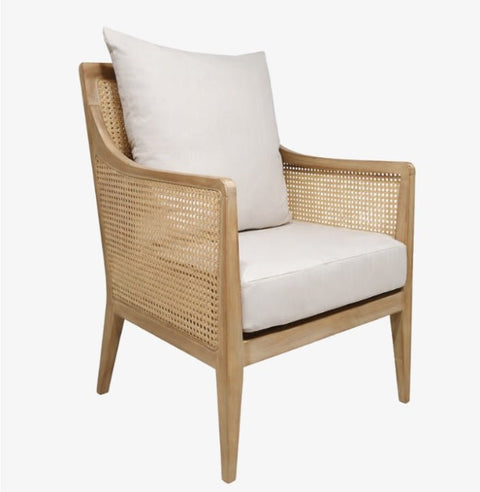 Sillón de madera y ratán natural con cojines tapizados LIRA - Vintahome