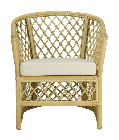 Sillón con brazos de comedor mimbre natural Cotonú