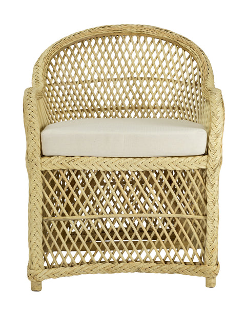 Sillón con brazos de comedor mimbre natural Uganda