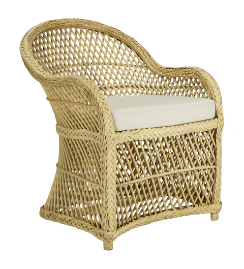 Sillón con brazos de comedor mimbre natural Uganda