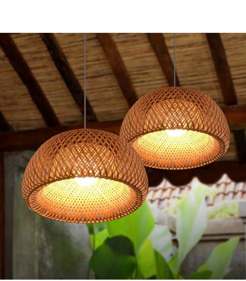 Lámpara de techo bambú natural trenzado Bianca