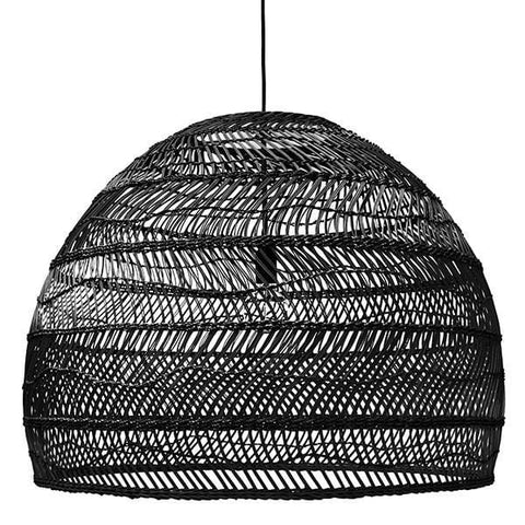 Lámpara de techo rattán natural trenzado Nicolle negro 60cms
