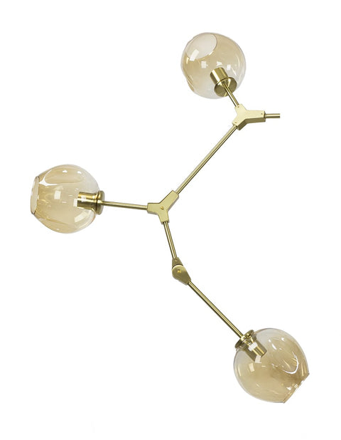 Lámpara de techo araña 9 brazos cristal oro acero dorado Ball