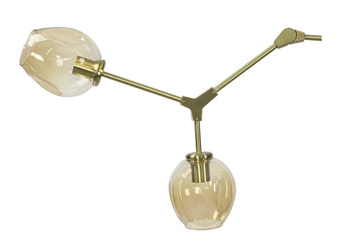 Lámpara de techo araña 7 brazos cristal oro acero dorado Ball