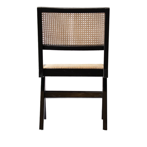 sillas de comedor de madera de ratán negra