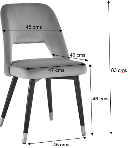 Silla de comedor terciopelo gris Alexia