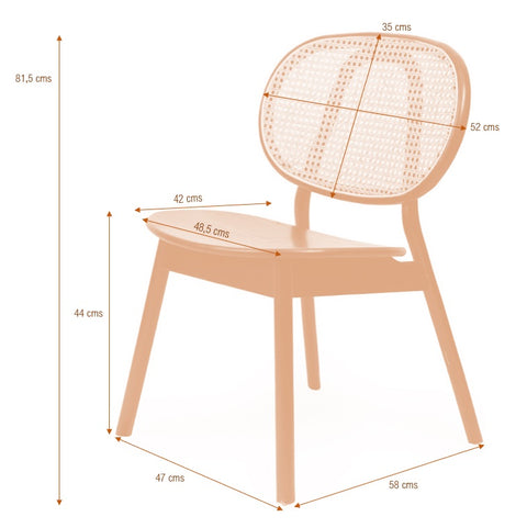 Silla de comedor nórdica madera y ratán Leila