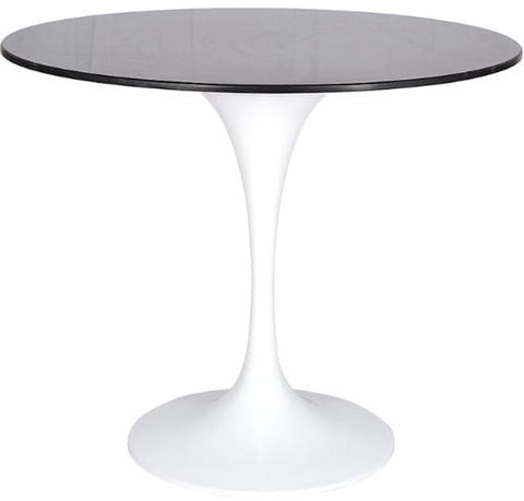 Mesa Comedor Tulip Blanca Tapa Mármol Negro 90cms