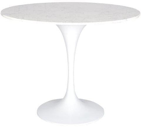 Mesa Comedor Tulip Blanca Tapa Mármol Blanco 100cms