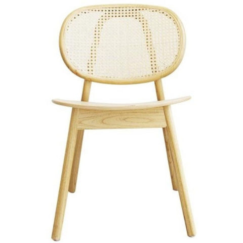 Silla de comedor nórdica madera y ratán Leila