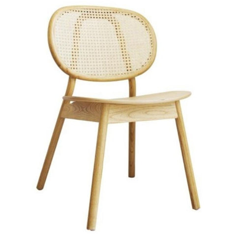 Silla de comedor nórdica madera y ratán Leila