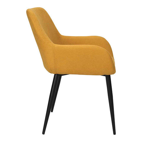 Silla comedor acero negro tela amarillo mostaza London