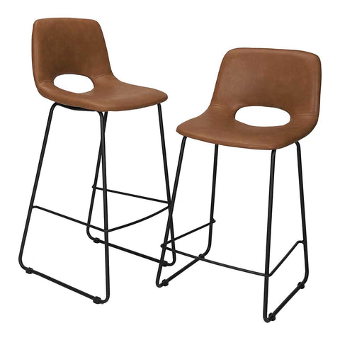 Taburete bar cuero ecologico camel H75cm Lenon