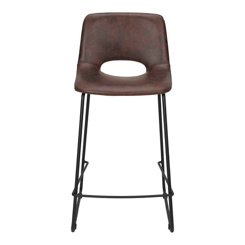 Taburete bar cuero ecológico marrón H65cm Lenon