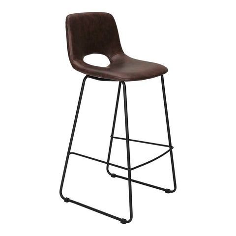 Taburete bar cuero ecologico marron H75cm Lenon
