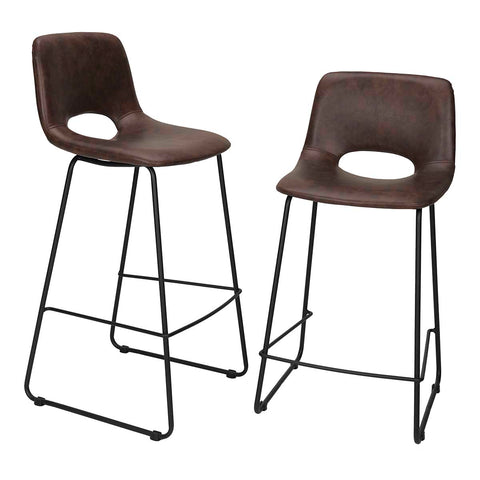 Taburete bar cuero ecologico marron H75cm Lenon